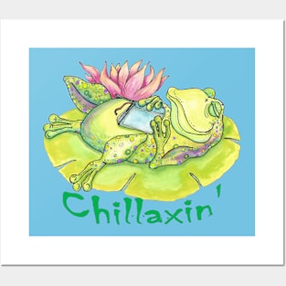 Chillaxin Watercolor Frog Posters and Art